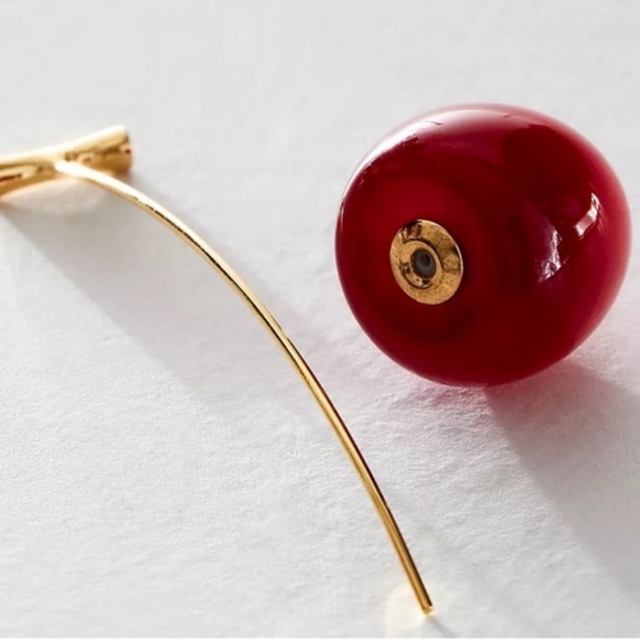 New! Anthropologie Jewelry Red Cherry Drop Earrings NWOT - Picture 6 of 12